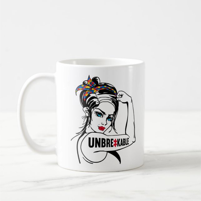 Autismus Mama Mutter Mama Unzerbrechliche Rosie Th Kaffeetasse (Links)
