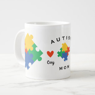Autismus-Mama personalisiert mit zwei Kinder Namen Jumbo-Tasse