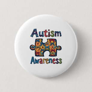 Autismus Mama Puzzle Piece Coquette Bow Ribbon Aut Button