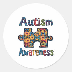 Autismus Mama Puzzle Piece Coquette Bow Ribbon Aut Runder Aufkleber