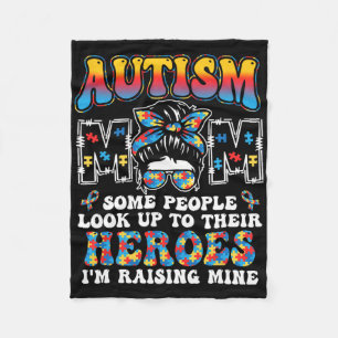 Autismus Mama Raising Hero Groovy Messy Bun Autism Fleecedecke