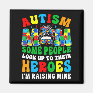 Autismus Mama Raising Hero Groovy Messy Bun Autism Magnet