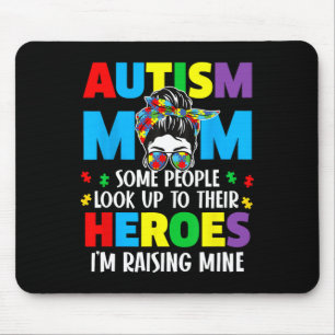 Autismus Mama Raising Hero Groovy Messy Bun Autism Mousepad