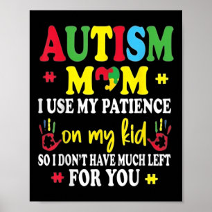 Autismus Mama Raising Hero Groovy Messy Bun Autism Poster