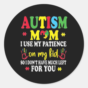 Autismus Mama Raising Hero Groovy Messy Bun Autism Runder Aufkleber