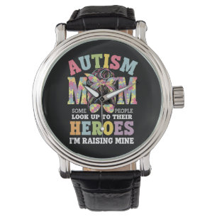 Autismus Mama Raising Hero Messy Bun Autistic Armbanduhr