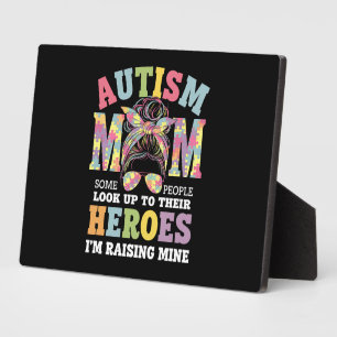 Autismus Mama Raising Hero Messy Bun Autistic Fotoplatte
