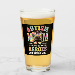 Autismus Mama Raising Hero Messy Bun Autistic Glas