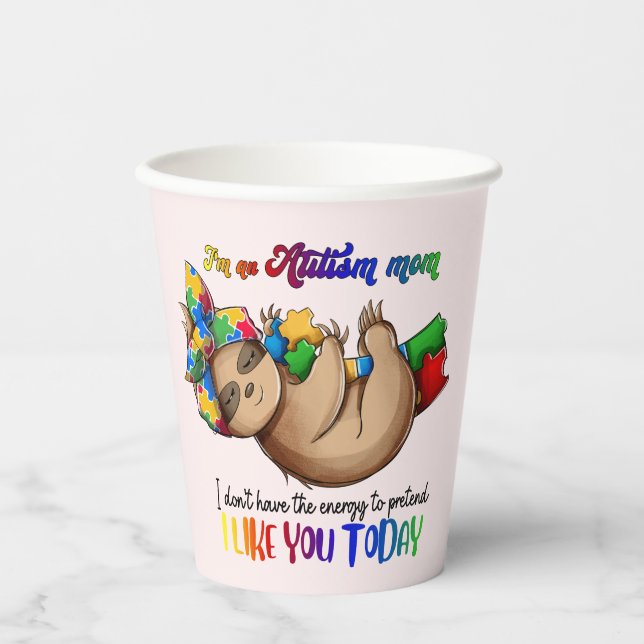 Autismus-Mama - Sloth Pappbecher (Vorderseite)