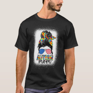 Autismus-Mama-Unordentlicher Dutt Amerikanische Mä T-Shirt