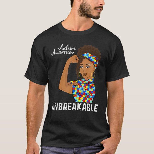 Autismus Mama Unzerbrechlich Schwarze Frauen Autis T-Shirt (Vorderseite)