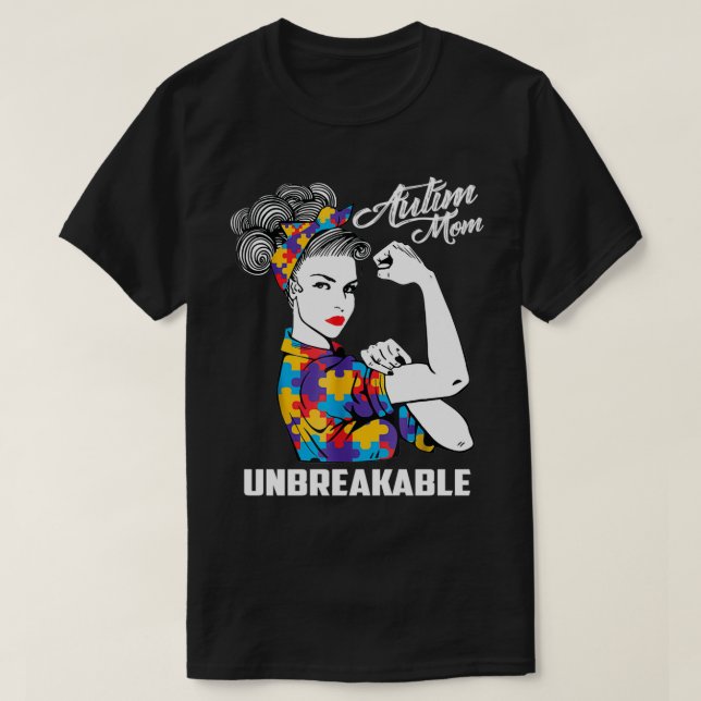 Autismus-Mama Unzerbrechliche Autismus-Bewusstsein T-Shirt (Design vorne)