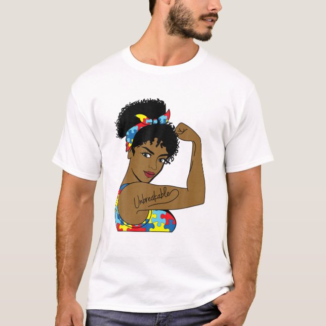 Autismus Mama Unzerbrechliche Rosie The Riveter St T-Shirt (Vorderseite)