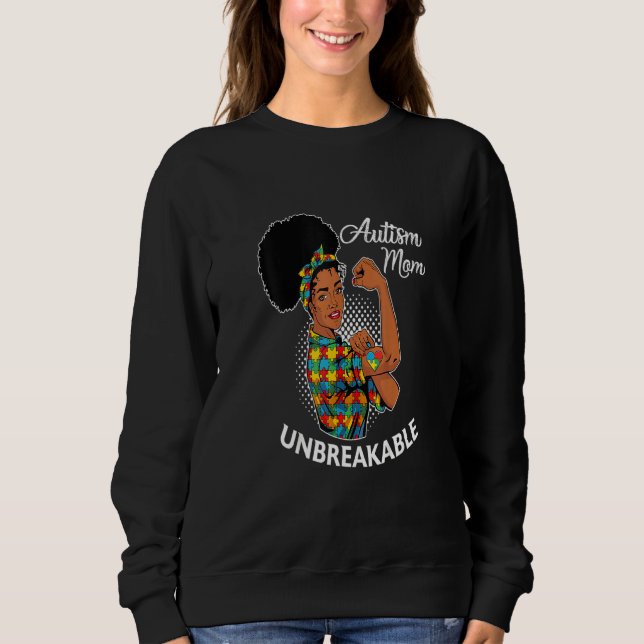 Autismus Mama Unzerbrechliche schwarze Frau Autism Sweatshirt (Vorderseite)