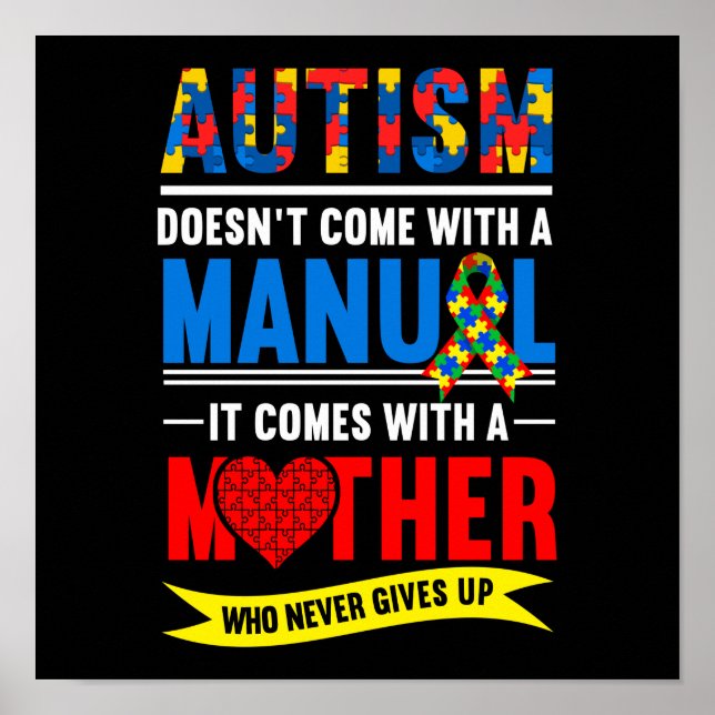 Autismus Manuelle Mama Mutter Mama Blume Regenboge Poster (Vorne)