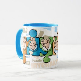 Autismus mit den Fingeralphabeten Tasse