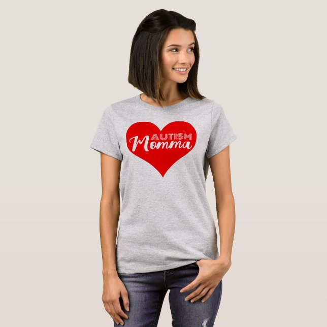 Autismus Momma Herz T-Shirt (Vorne ganz)