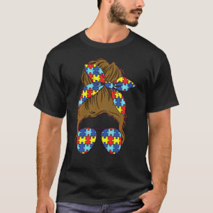 Autismus-Mutter-Lehrerin-Unordentlicher-Haarknoten T-Shirt