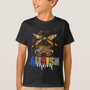 Autismus-Mutter unordentlicher Knoten schwarze Fra T-Shirt