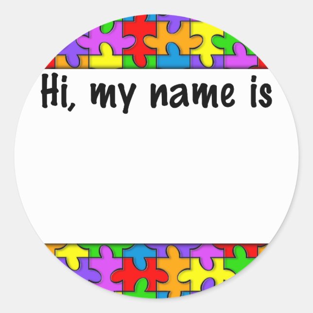 Autismus Name Tag Runder Aufkleber (Vorderseite)