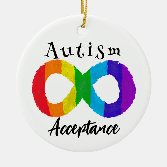 Autismus Neurovielfalt Akzeptanz Regenbogen Keramik Ornament (Vorne)
