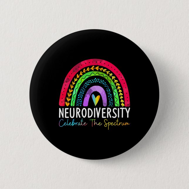 Autismus Neurovielfalt Spektrum Asse Adhd Rainbow  Button (Vorderseite)