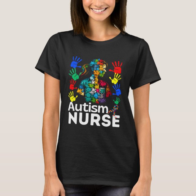 Autismus Nurse navigiert Autismus und entstellt Au T-Shirt (Vorderseite)