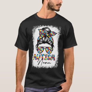 Autismus Oma Leben Unordentlicher Knoten Gebleicht T-Shirt