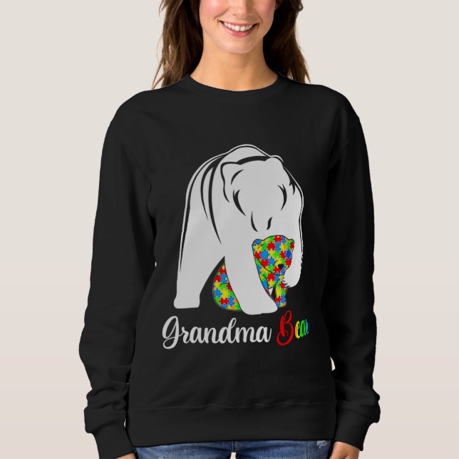 Autismus Oma Oma Bear Autismus Bewusstsein Sweatshirt (Vorderseite)