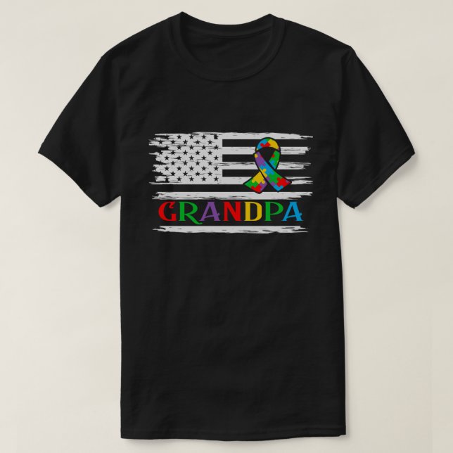 Autismus Opa, Bewusstsein für Autismus T-Shirt (Design vorne)
