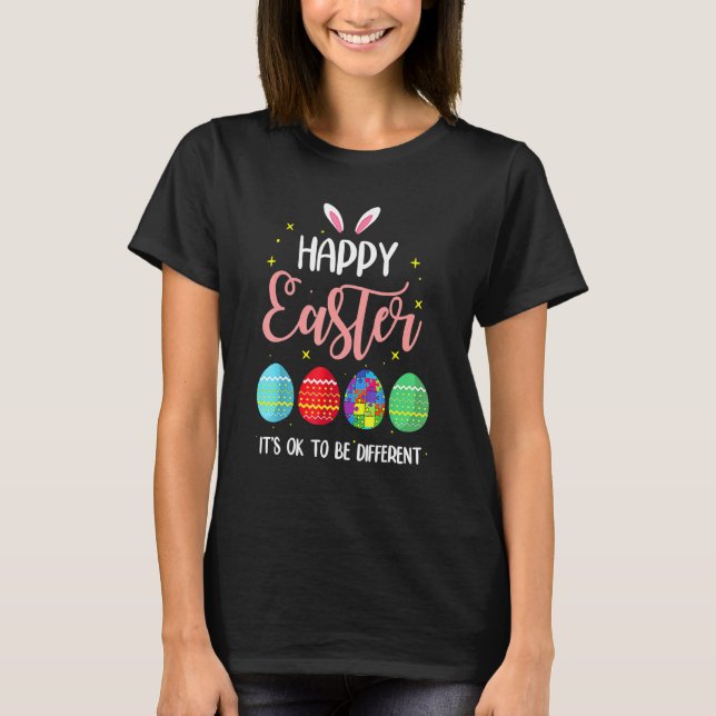 Autismus Ostern Bunny Egg Puzzle Autismus Unterstü T-Shirt (Vorderseite)
