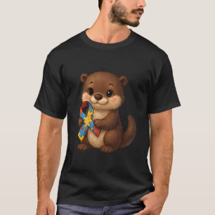 Autismus Otter Bewusstsein Gelb Rot Blau Tier Ripp T-Shirt