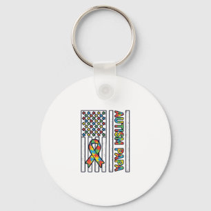 Autismus-Papa-Flagge-Band-Puzzleteil-Shirt-Design_ Schlüsselanhänger