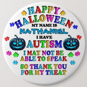 Autismus Personalisiert Halloween Trick oder Treat Button