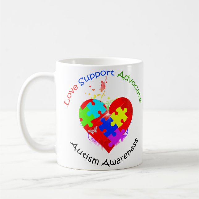 Autismus Puzzle am Herzen Kaffeetasse (Links)