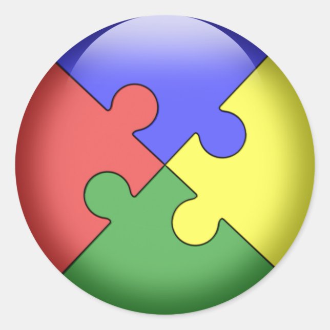 Autismus Puzzle Ball Runder Aufkleber (Vorderseite)
