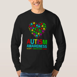 Autismus Puzzle Herz Liebe Akzeptieren Autismus ve T-Shirt