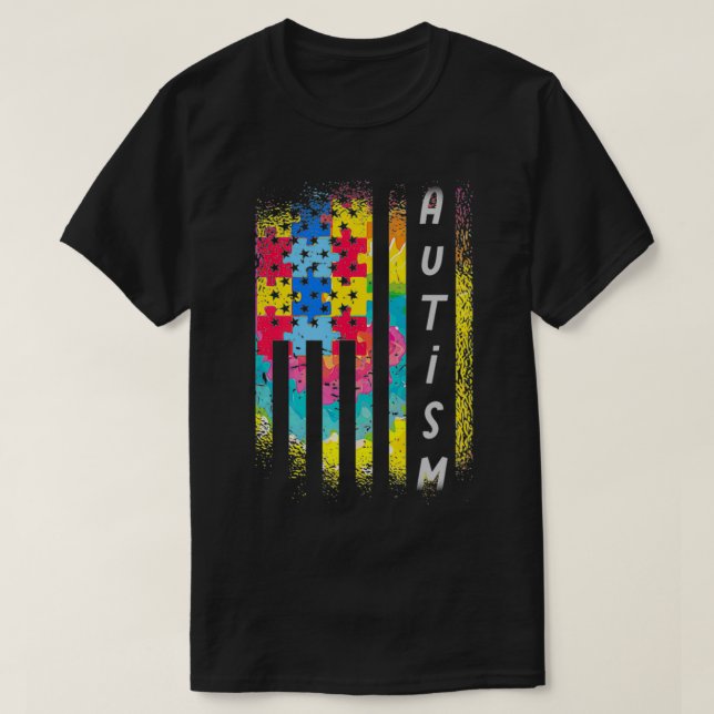 Autismus-Puzzle mit Inspirationsflagge T-Shirt (Design vorne)