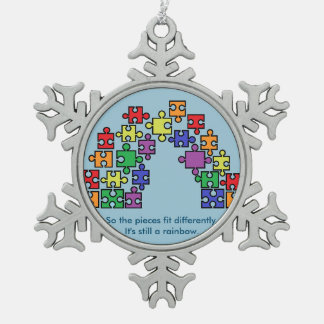 Autismus-Puzzle-Regenbogen-Schneeflocken-Ornament Schneeflocken Zinn-Ornament