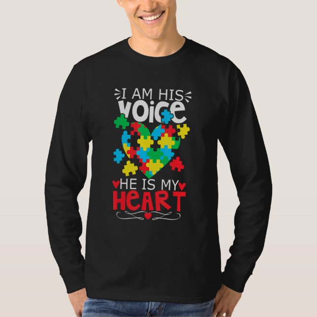 Autismus Puzzle Stück Herz Ich bin seine Stimme Fr T-Shirt (Vorderseite)