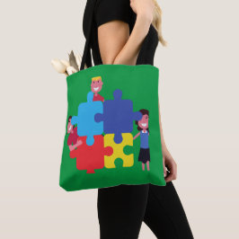 Autismus-Puzzle Tasche Kissen aus grünem Allover d