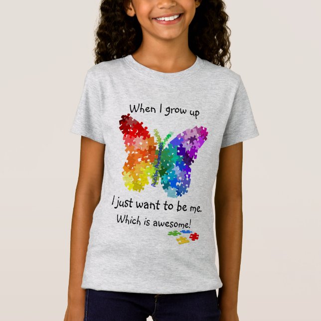Autismus-Puzzlespiel-Schmetterling, wenn ich T-Shirt (Vorderseite)