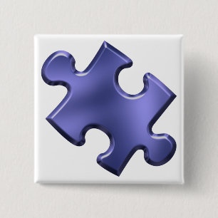 Autismus-Puzzlespiel-Stück-Blau Button