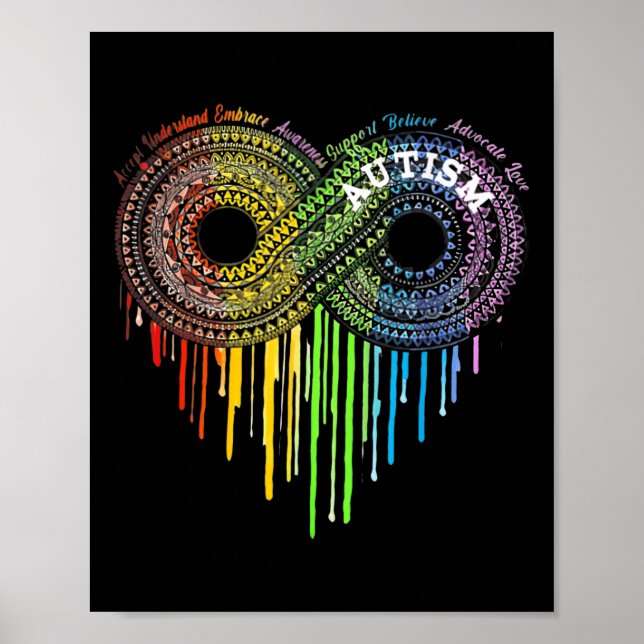 Autismus Rainbow Infinity Symbol Asse Awareness Poster (Vorne)