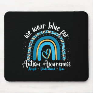 Autismus Rainbow Leopard April Wir tragen Blue Aut Mousepad