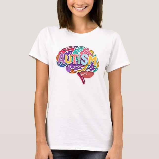 Autismus Rainbow Neurodiverse Hirntypografie ADHD T-Shirt (Vorderseite)