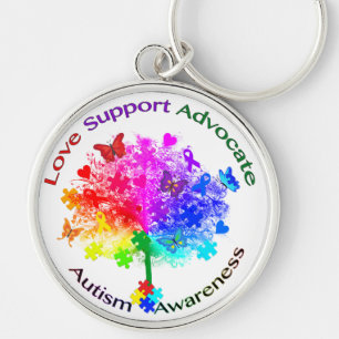 Autismus Rainbow Tree Schlüsselanhänger