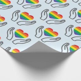 Autismus-Regenbogenherz Unterstützende Hände Hellb Geschenkpapier