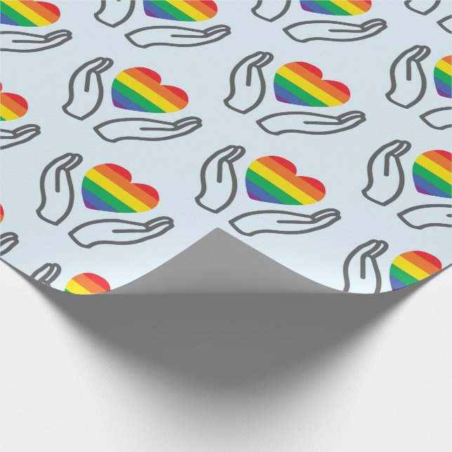Autismus-Regenbogenherz Unterstützende Hände Hellb Geschenkpapier (Ecke)