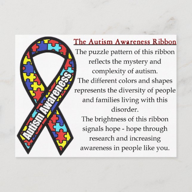 Autismus Ribbon bedeutet Postkarte (Vorderseite)